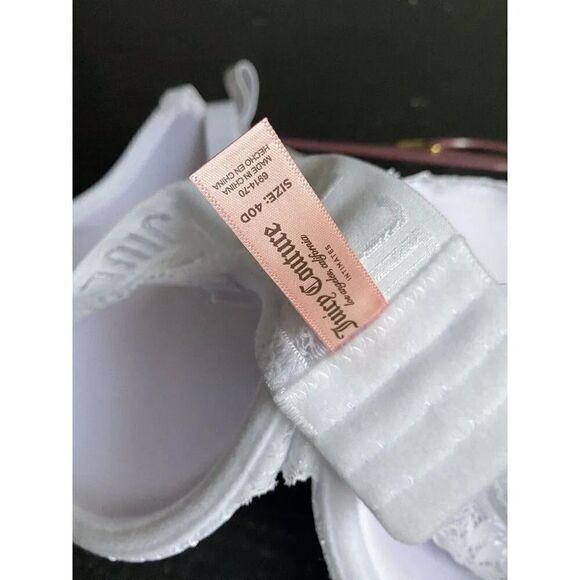Juicy Couture Sexy Push Up Bra Sz 40D  White Underwire JC6914F Lace NEW - Picture 8 of 9